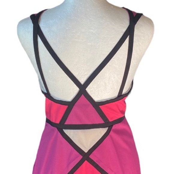 Modcloth Minuet Hot Pink + Purple Color Block Strappy Dress size women's medium - Picture 6 of 9